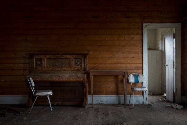 istock Abandoned Piano and Chair 1129336823
