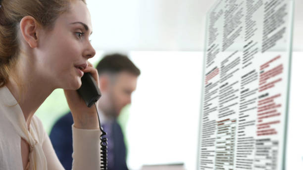Office woman on phone clear screen