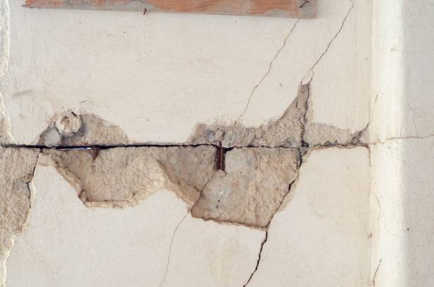 Crack in wall after earthquake.