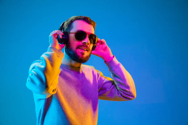 istock Enjoying his favorite music. 1129342260