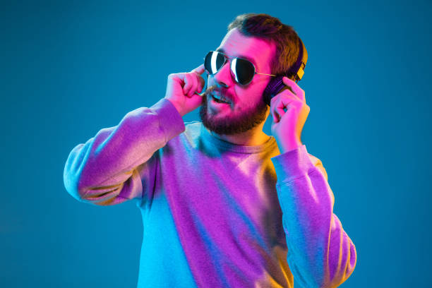 istock Enjoying his favorite music. 1129342265