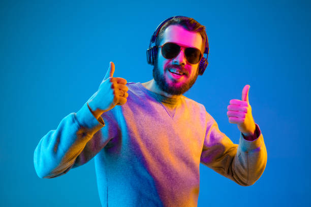istock Enjoying his favorite music. 1129342266