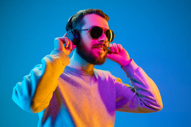 istock Enjoying his favorite music. 1129342269