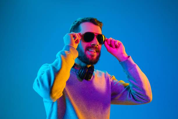istock Enjoying his favorite music. 1129342270