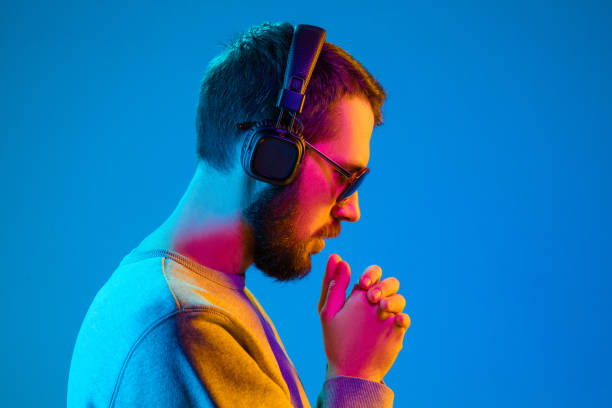 istock Enjoying his favorite music. 1129342277