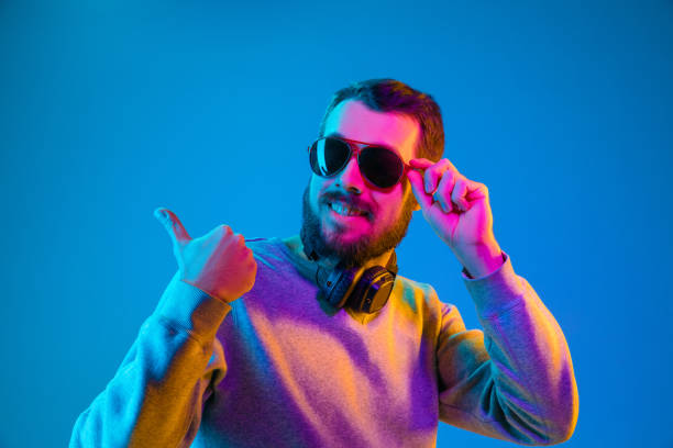istock Enjoying his favorite music. 1129342279