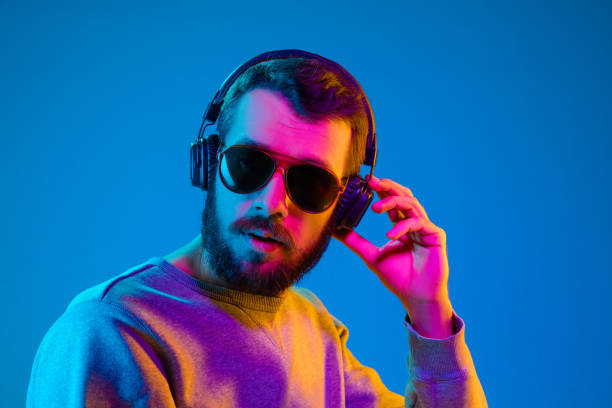 istock Enjoying his favorite music. 1129342280