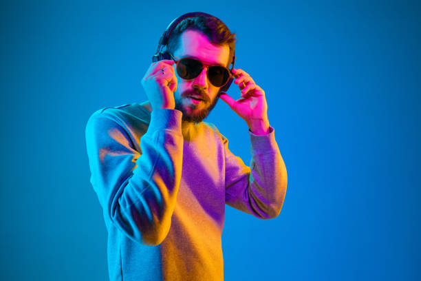 istock Enjoying his favorite music. 1129342285