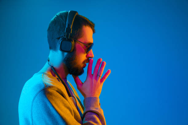 istock Enjoying his favorite music. 1129342288