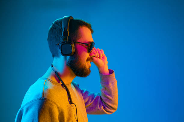 istock Enjoying his favorite music. 1129342289
