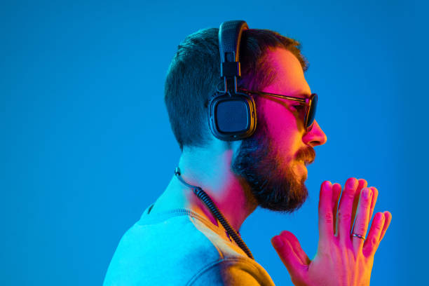 istock Enjoying his favorite music. 1129342291