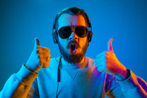 istock Enjoying his favorite music. 1129342293