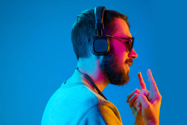 istock Enjoying his favorite music. 1129342295