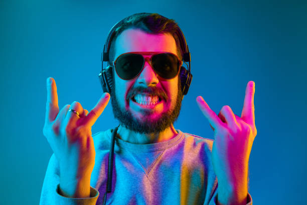 istock Enjoying his favorite music. 1129342316