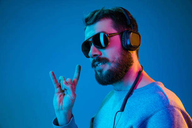 istock Enjoying his favorite music. 1129342322