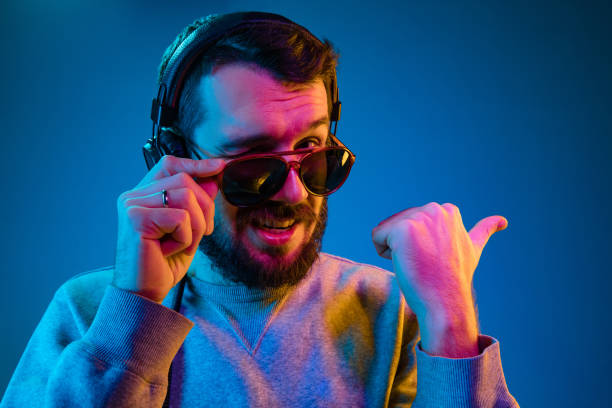 istock Enjoying his favorite music. 1129342323