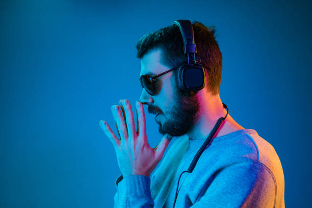 istock Enjoying his favorite music. 1129342329
