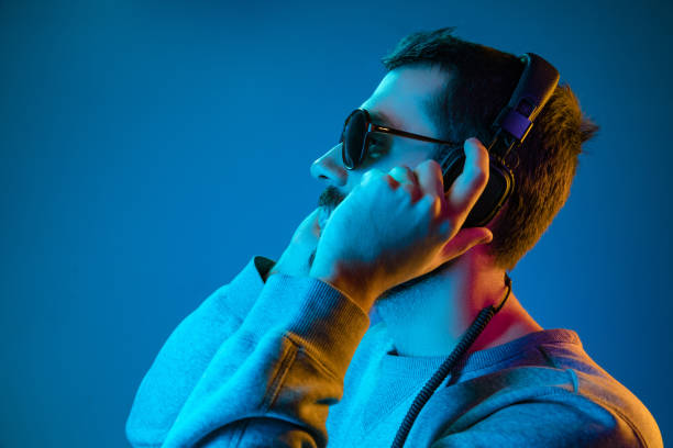 istock Enjoying his favorite music. 1129342344