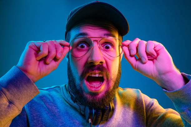 istock Enjoying his favorite music. 1129342356