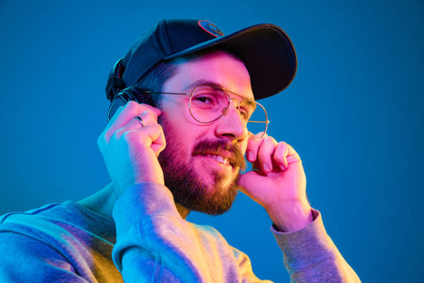 istock Enjoying his favorite music. 1129342374