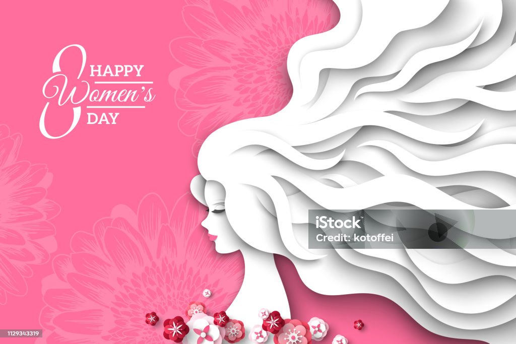 Woman With Paper Cut Hair Stock Illustration - Download Image Now -  International Womens Day, Backgrounds, Women - iStock