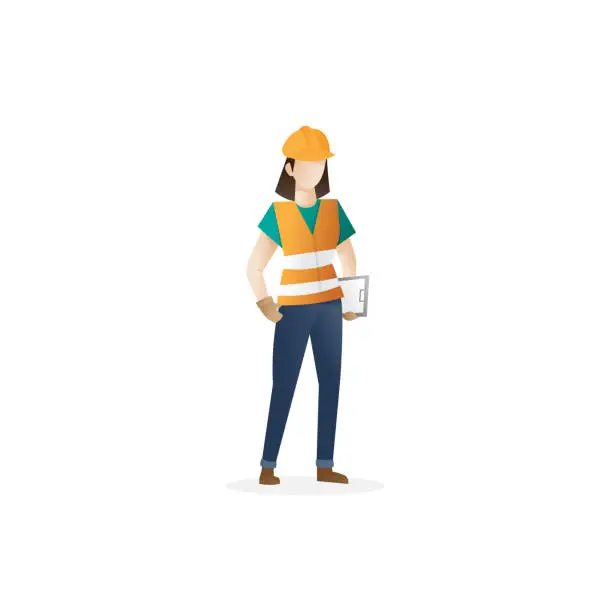 Vector illustration of Female construction worker