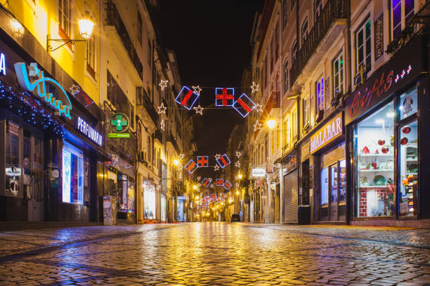 istock decorated street by Christmas 1129345047