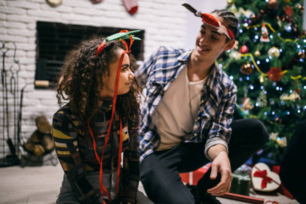 istock Holiday spirit between couple in love 1129350104