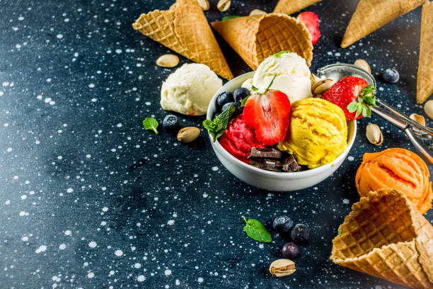 istock Colorful fruit and berry ice cream 1129350925