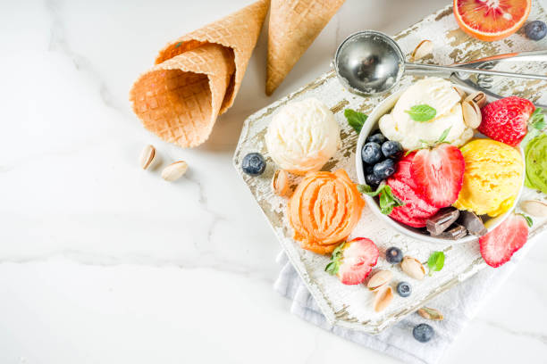 istock Colorful fruit and berry ice cream 1129350990