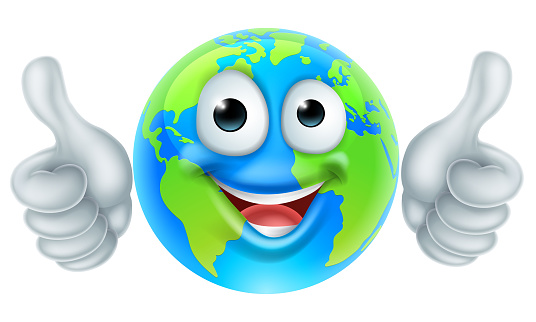 A world earth day thumbs up mascot globe cartoon character
