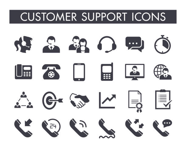 müşteri destek servisi icon set - hizmet stock illustrations
