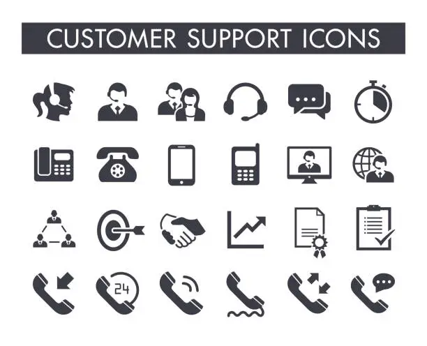 Vector illustration of Customer support service icon set