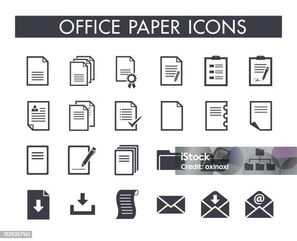 Office Paper Icon Set Stock Illustration - Download Image Now - Blank, Business, Capital Letter