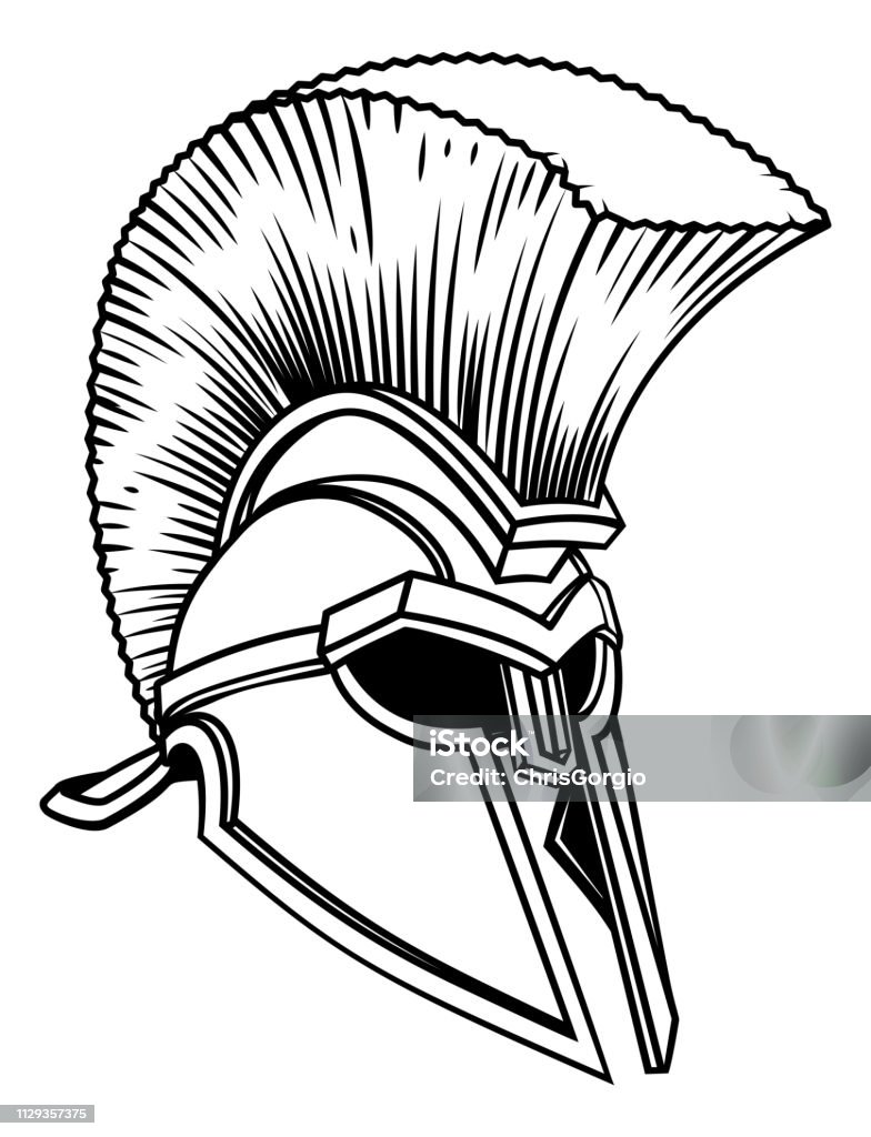 Spartan Trojan Roman Gladiator Helmet An ancient Greek Spartan, trojan or Roman gladiator warriors helmet Empty stock vector
