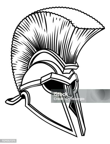 Spartan Trojan Roman Gladiator Helmet Stock Illustration - Download Image Now - Empty, Sports Helmet, Ancient