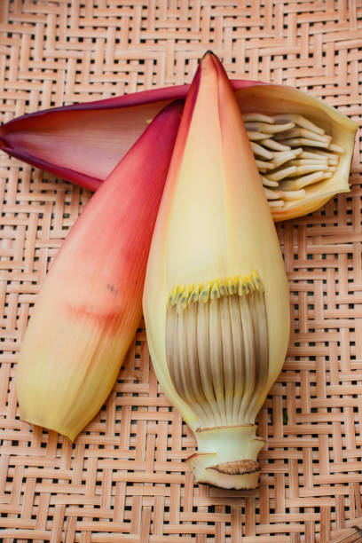 istock Banana blossom on bamboo tray. 1129358339