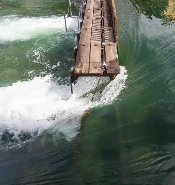 Water discharged through the Needle mill Lucerne dam, Switzerland