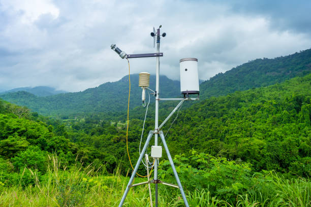Modern Solar Powered Weather Station weather with anemometers