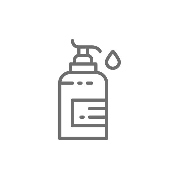 Disinfectant dispenser, liquid soap, hand cream line icon. Vector disinfectant dispenser, liquid soap, hand cream line icon. Symbol and sign illustration design. Isolated on white background hand water pump stock illustrations