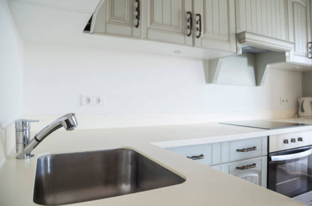 istock tap and sink of a new kitchen 1129365752