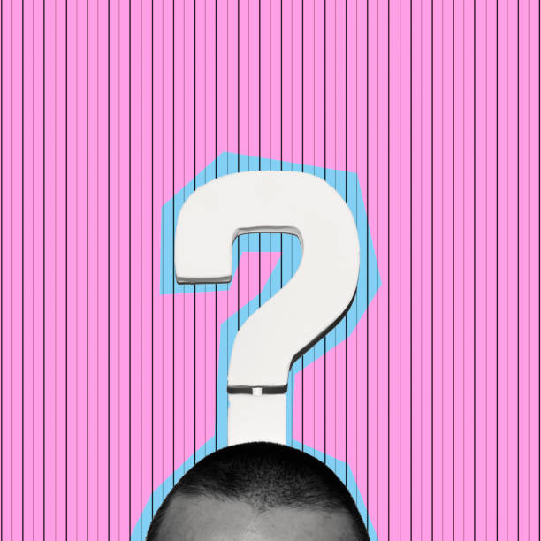 man and question mark, contemporary art collage