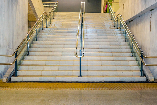 Empty staircase at interior of santiago de chile subway
