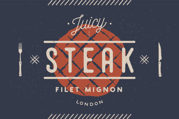 logo, steak, fleisch-label. logo mit steak-silhouette - filet mignon illustrations stock-grafiken, -clipart, -cartoons und -symbole