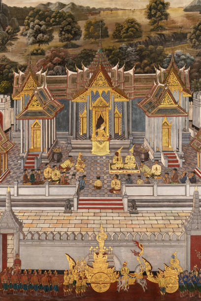 istock White pagoda in Wat Phra Kaew mural 1129371980