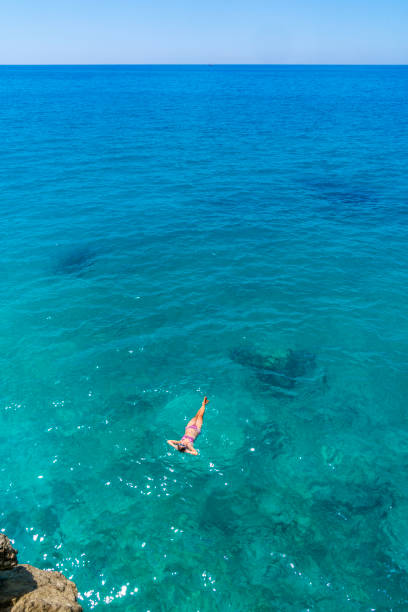 Women enjoying swimming.