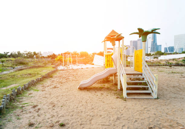 istock Slide on the sand in park 1129374611
