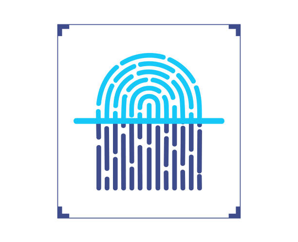 fingerabdruck-scanner scannen fingerabdruck - individuality identity computer graphic forensic science stock-grafiken, -clipart, -cartoons und -symbole