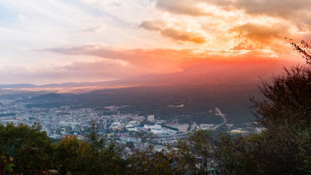 istock Mount Fuji and Fujiyoshida town view from Park 1129375421