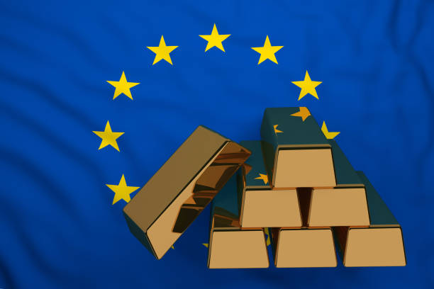 istock gold bars on flag europe union 1129376060